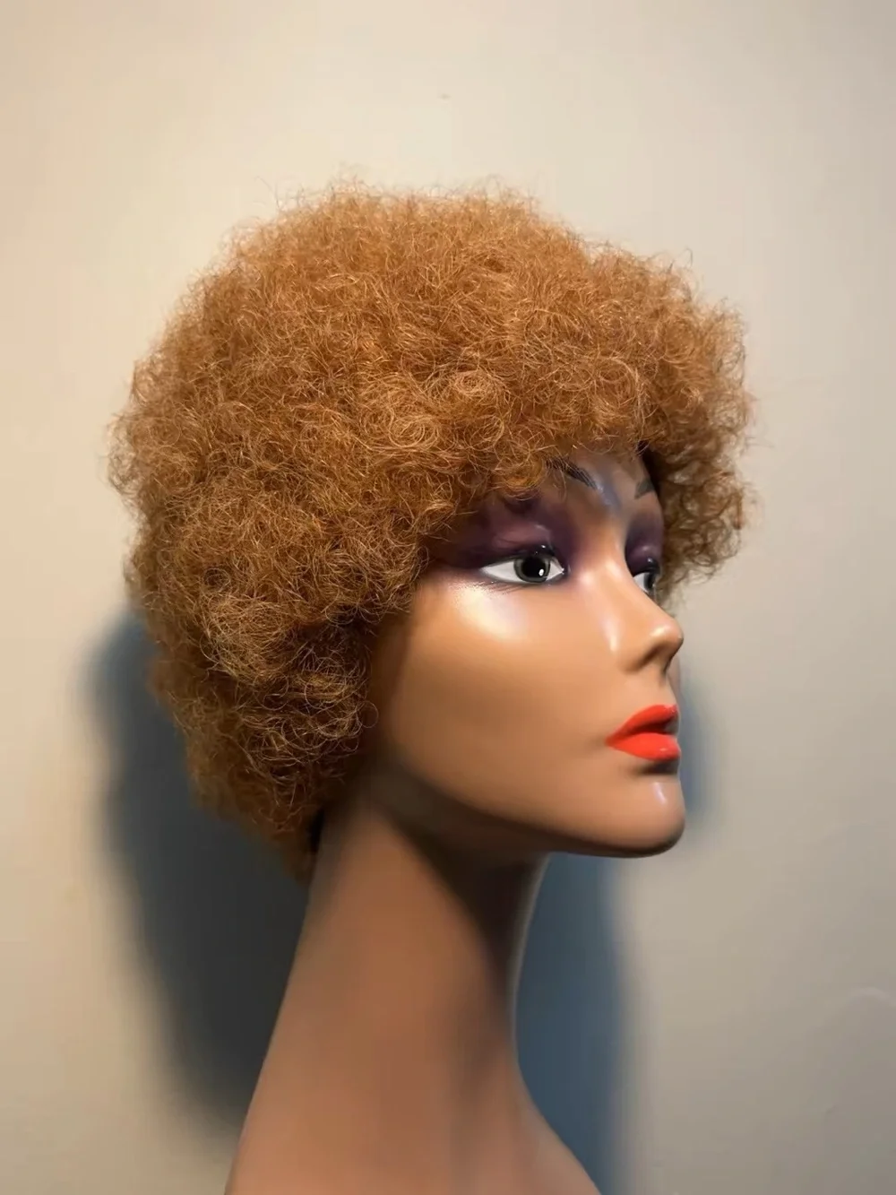 Short Curly Afro Wig in Light Brown - Women's Hair